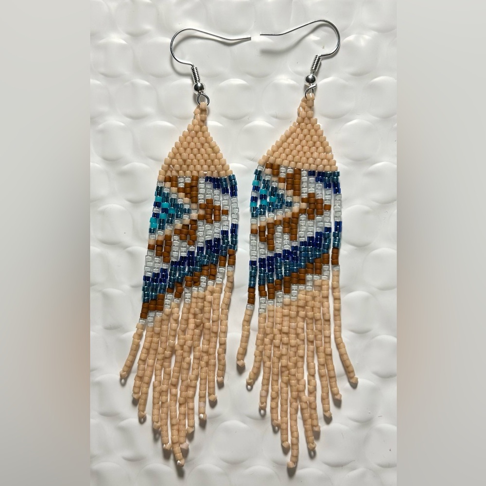 Handcrafted beaded earrings with fringe